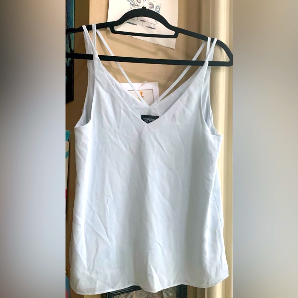 Powder Blue V-neck Topshop Camisole Tank Top - Picture 2 of 4